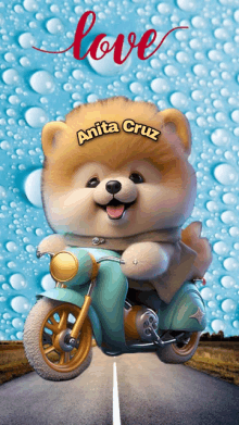 a cartoon of anita cruz riding a scooter