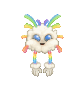 a cartoon drawing of a cloud with rainbow colored arms