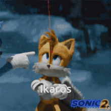 a picture of tails from sonic the hedgehog with ikaros written on it