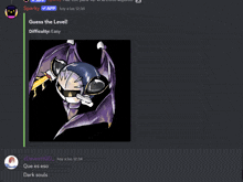 a screenshot of a discord chat with a picture of meta knight and the words guess the level