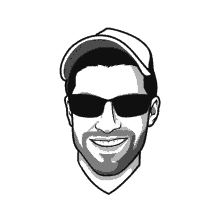 a drawing of a man wearing sunglasses and a hat