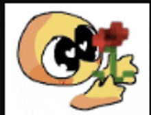 a yellow smiley face is holding a red rose in its hand .