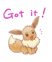 a drawing of an eevee and the words got it