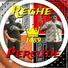 a poster with two men in bandanas and the word percute on it