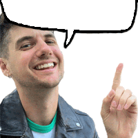 a man with a speech bubble over his head