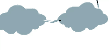 a cartoon drawing of two clouds connected by a line