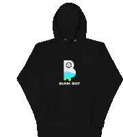 a black hoodie with the word bunk bot on the front