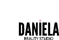 a logo for daniela beauty studio with a pink star in the middle