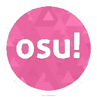 a pink circle with the words osu in white letters