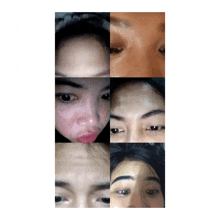 a collage of images of a woman 's face showing different stages