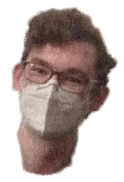 a man wearing glasses and a face mask on his face .