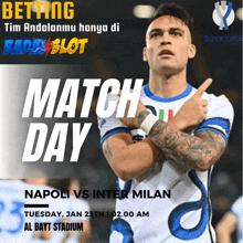 a poster for a napoli vs inter milan match