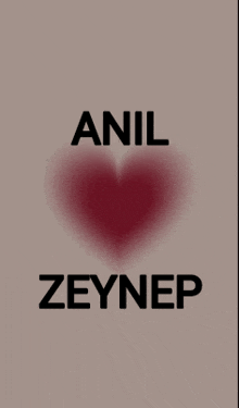 a poster that says anil zeynep with a heart in the middle