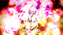 a drawing of a person surrounded by flames and explosions