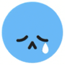 a blue circle with a tear coming out of it .