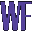 a purple letter w on a white background