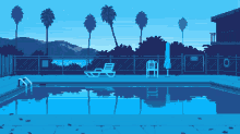 a pixel art drawing of a swimming pool