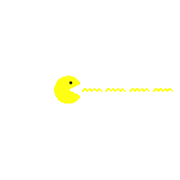 a yellow pac man with a black eye and mouth