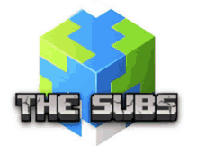 a blue and green cube that says the subs on it