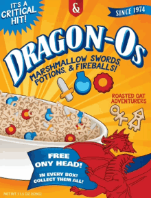 a box of dragon-o 's roasted oat adventurer 's cereal