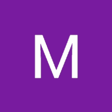 a white letter m is on a purple background