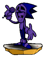 a cartoon of a purple sonic holding a microphone