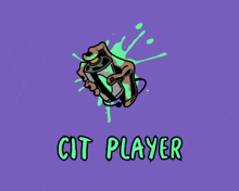 a purple background with a hand holding a spray can and cit player written below it