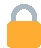 an orange padlock with a grey handle on a white background .