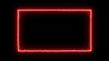 a red neon frame is glowing in the dark