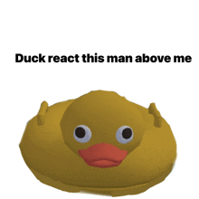 a yellow rubber duck with the words duck react this man above me