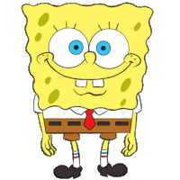 a cartoon drawing of spongebob wearing a tie and shorts