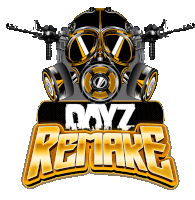 a logo for dayz remake has a gas mask on it