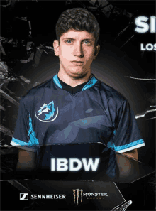 a man in a blue shirt with the name ibdw on it