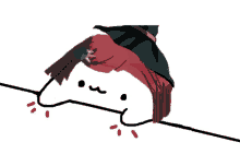 a drawing of a cat with red hair and a witch hat