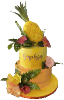 a cake with the name sophia on it and a pineapple on top