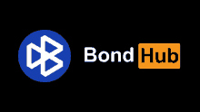 a logo for bond hub with a blue circle