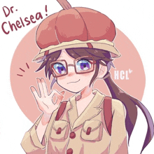 a drawing of a girl with the name dr. chelsea written above her