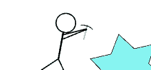 a stick figure is holding a pickaxe and a hammer