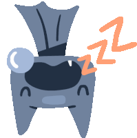 a cartoon drawing of a tooth sleeping with a zzz sign above it