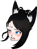 a drawing of a girl with fox ears and black hair