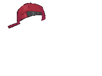 a cartoon drawing of a red baseball cap with buttons on the back