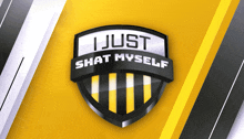 a logo that says " i just shat myself " on a yellow background