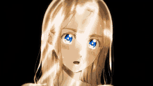 a drawing of a girl with blue eyes