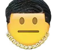 a yellow smiley face with a gold chain around its neck