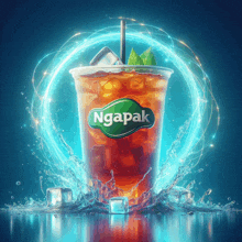 a glass of ngapak iced tea with ice cubes