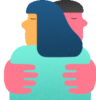 an illustration of a man and woman hugging each other