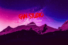 a picture of a mountain with the words gin studio on it