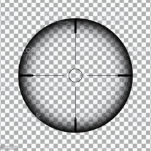 a crosshair on a checkered background with a red dot .