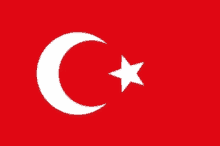 a red flag with a white crescent moon and star on it