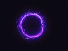 a purple circle of lightning on a dark background .